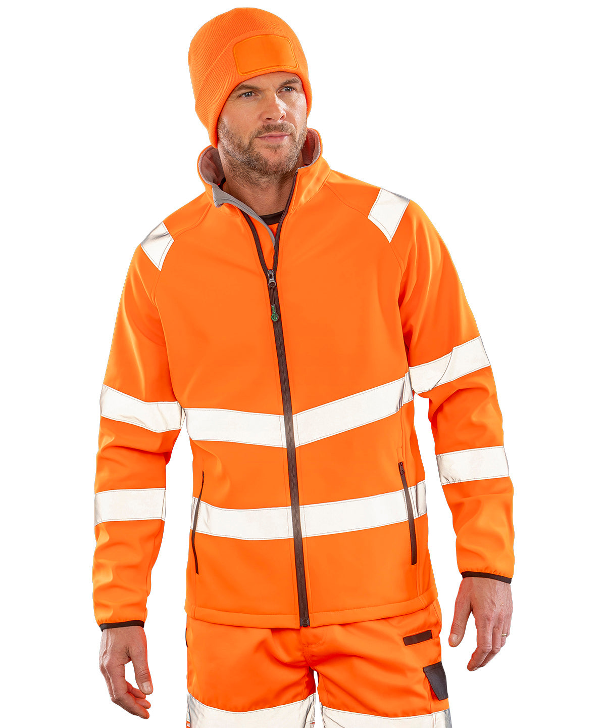 Recycled 2-layer printable safety softshell | fluorescent yellow