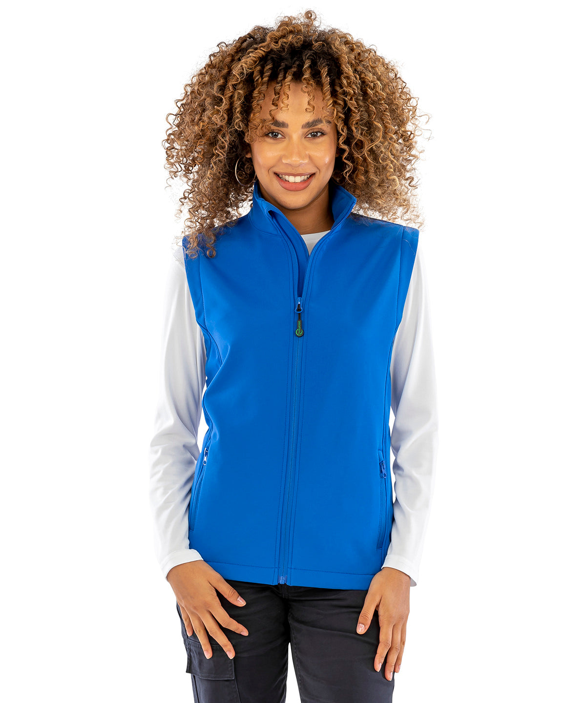 Womens recycled 2-layer printable softshell bodywarmer | black