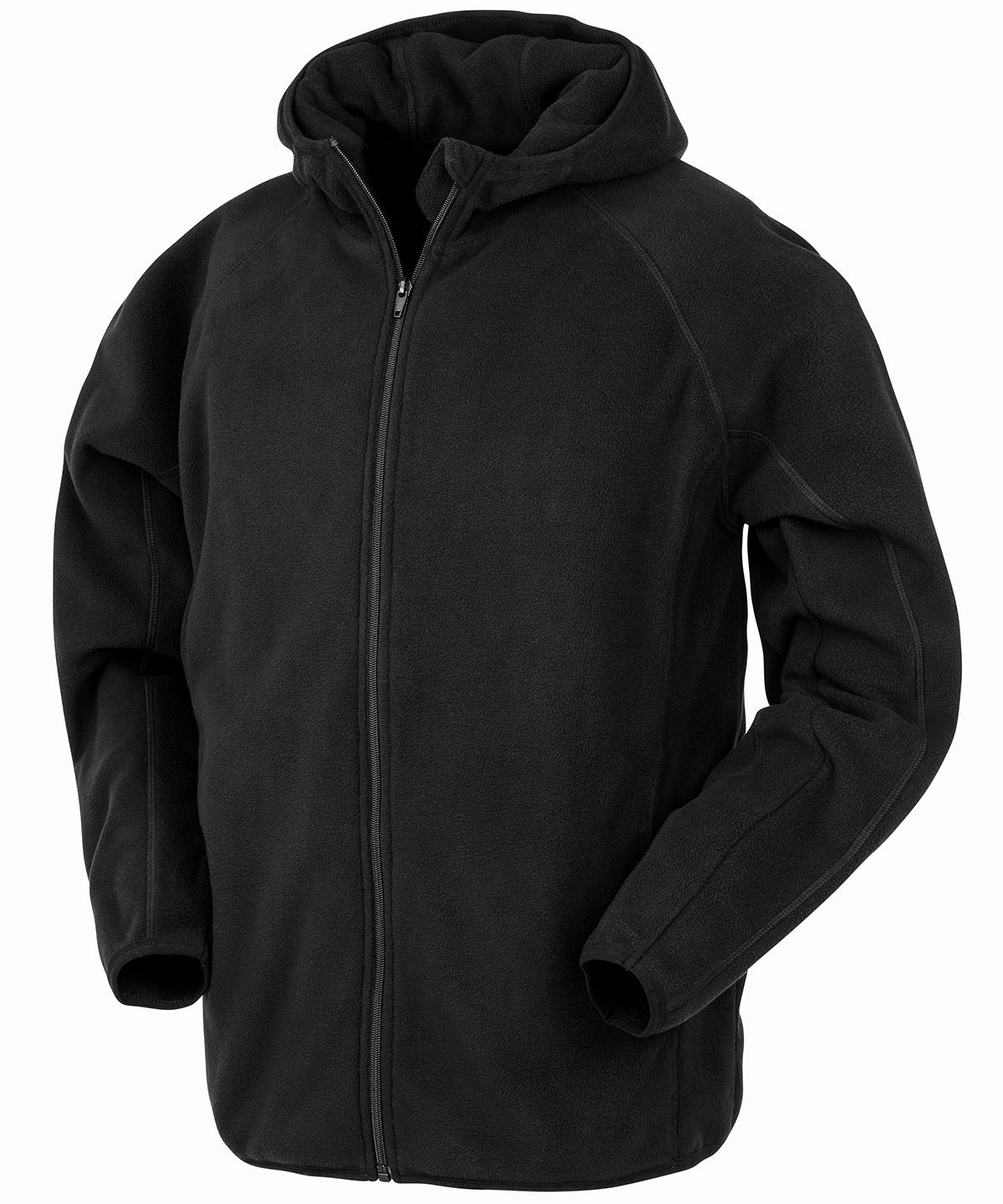 Recycled hooded microfleece jacket | black