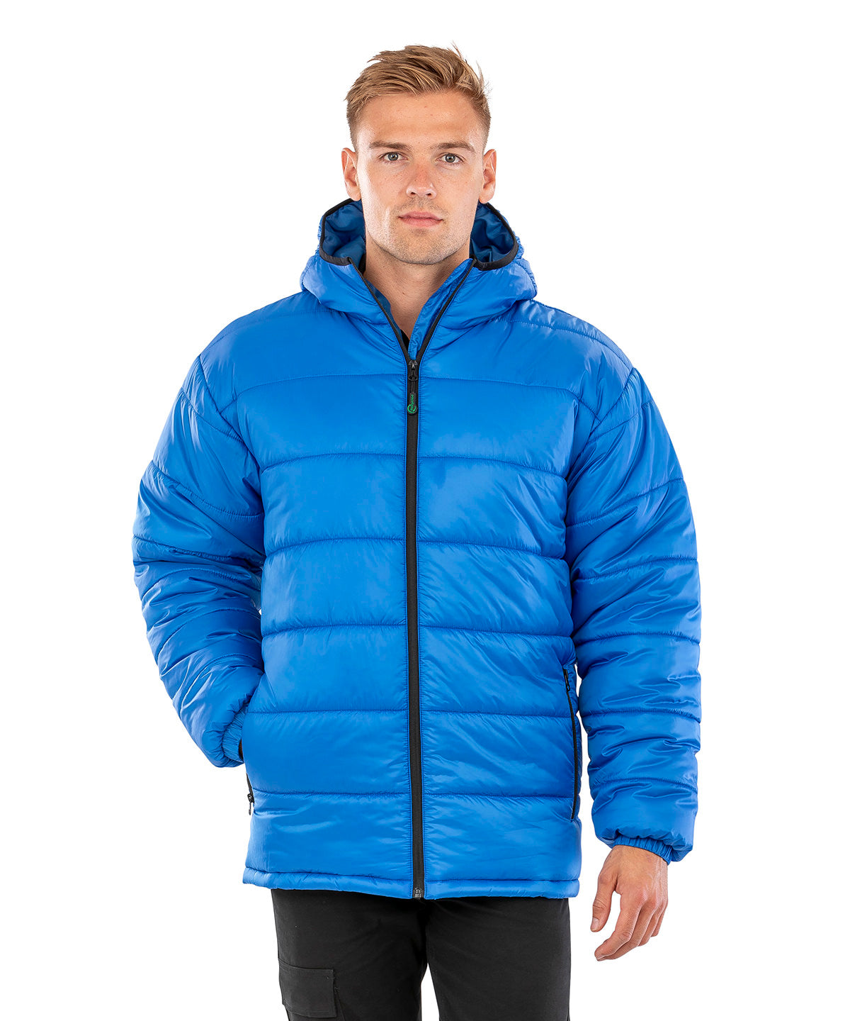 Recycled hooded padded parka | black