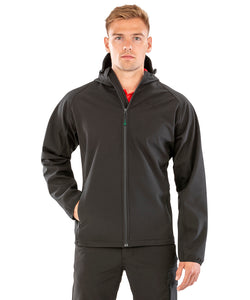 Recycled 3-layer printable hooded softshell | black