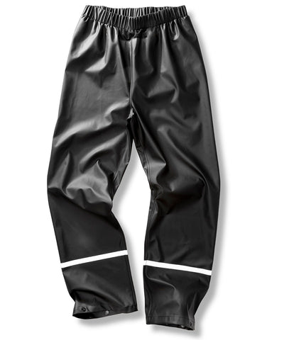 Prism PU waterproof trousers with reflective bands and recycled backing | black