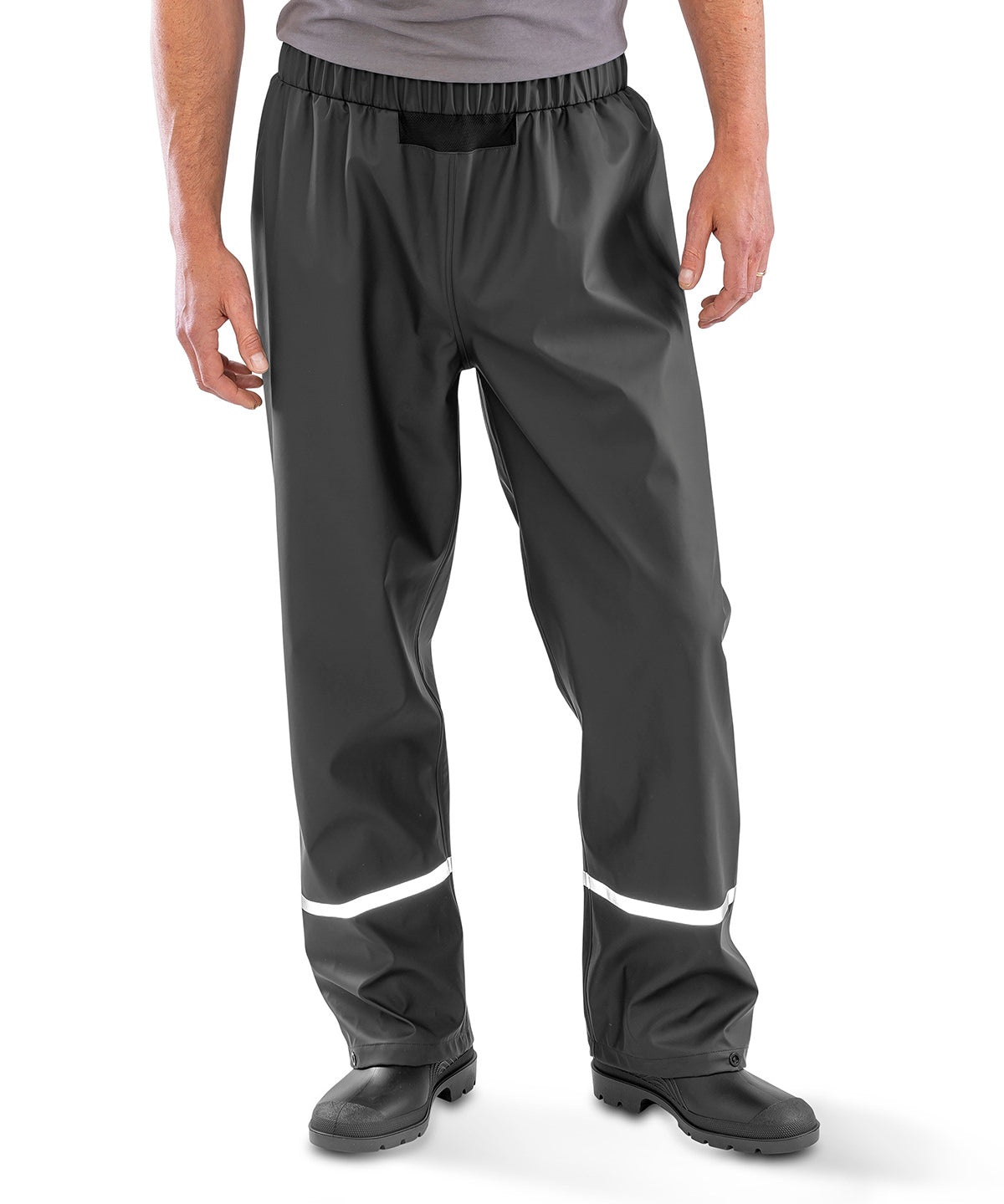 Prism PU waterproof trousers with reflective bands and recycled backing | navy