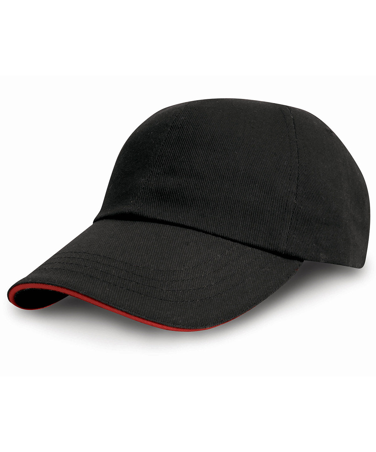 Heavy cotton drill pro-style with sandwich peak | black/red