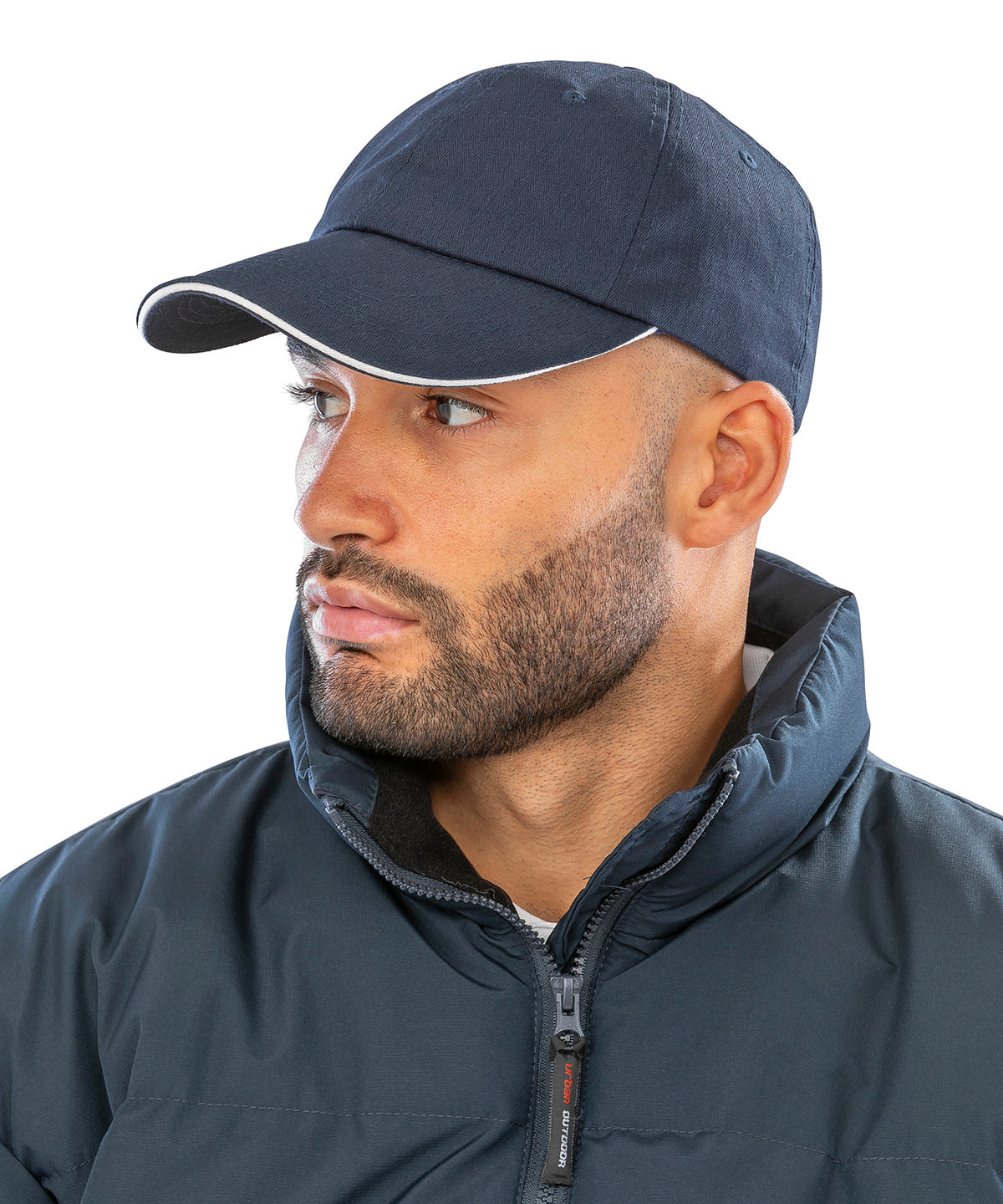 Herringbone cap with sandwich peak | pink/white