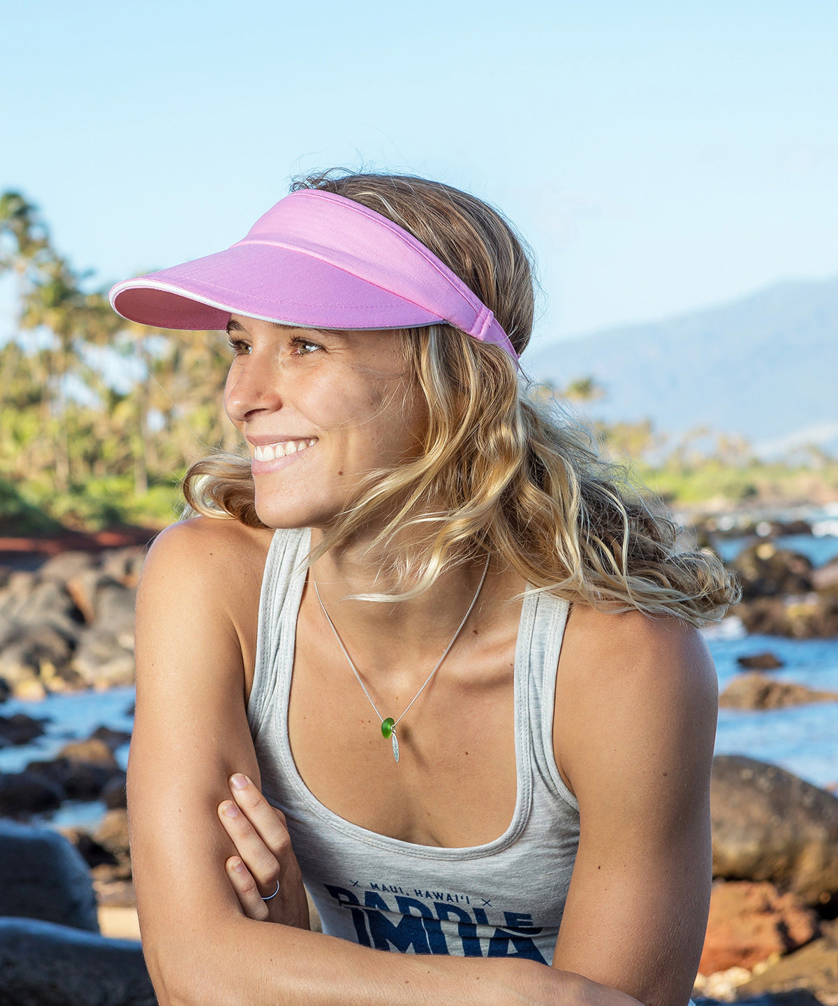 Herringbone sun visor with sandwich peak | navy/white