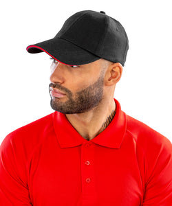 Brushed coton printers/embroiderers cap with sandwich peak | black/red