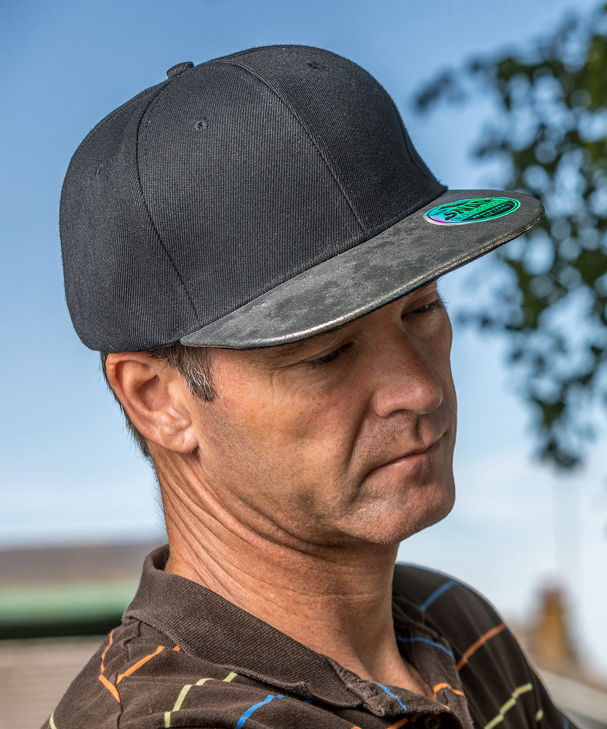 Bronx glitter flat peak snapback cap | black/green