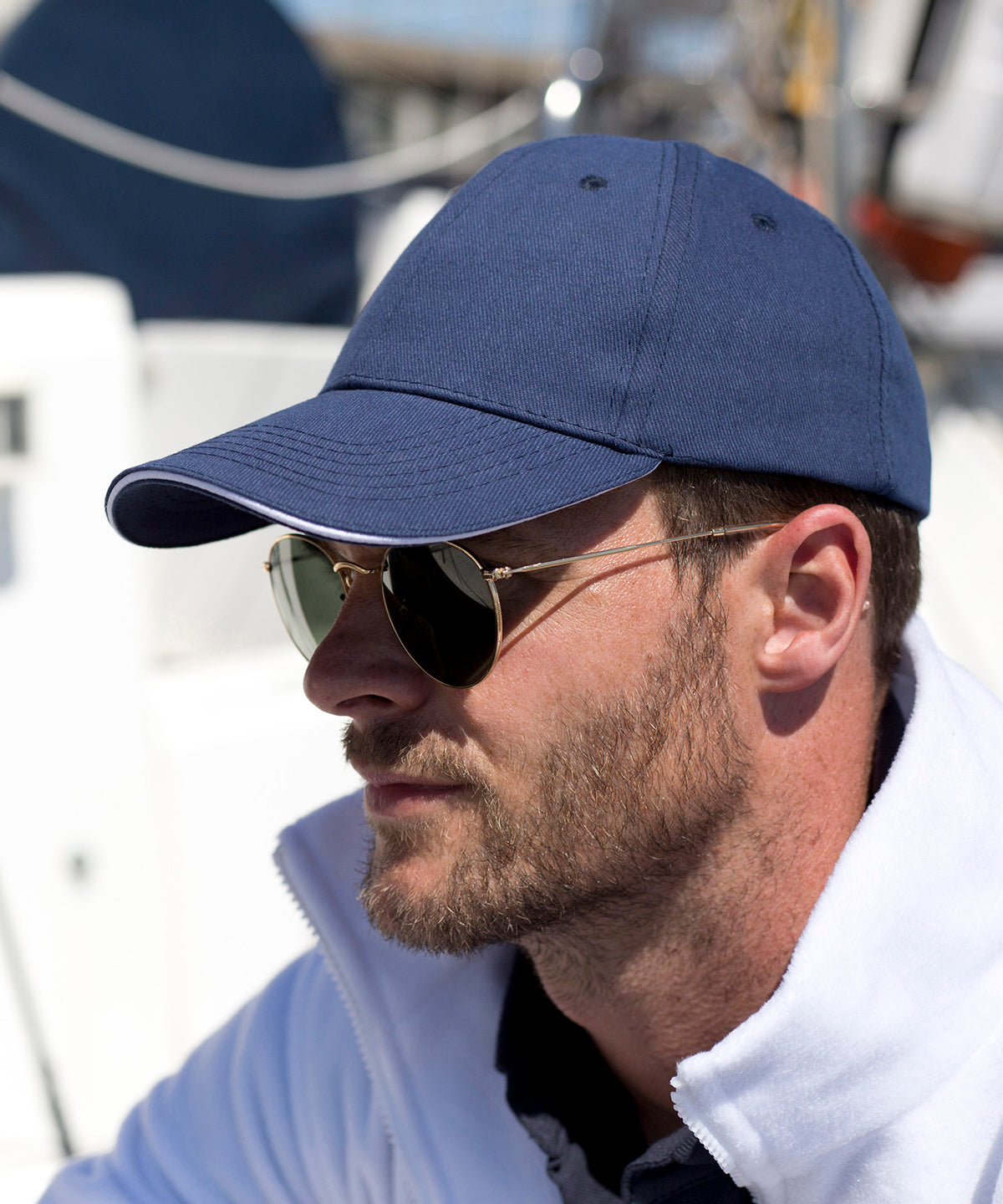 Memphis brushed cotton low-profile sandwich peak cap | navy/white