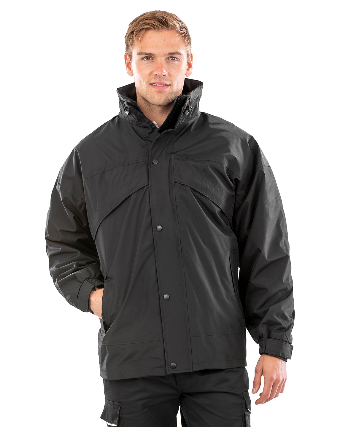 3-in-1 zip and clip jacket | black/black