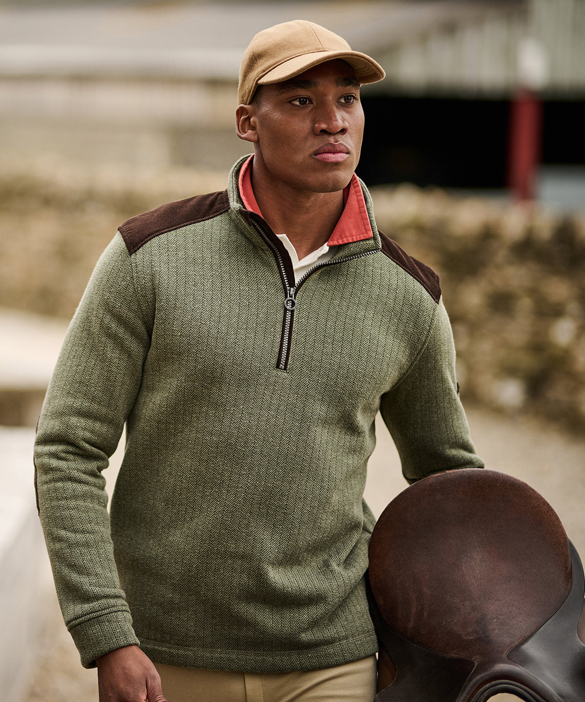 Holbeck half zip fleece | Dark Khaki