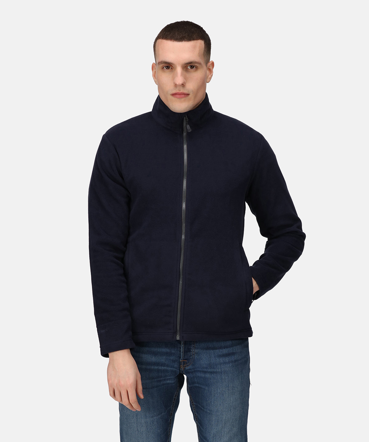 Honestly made recycled full zip microfleece | navy