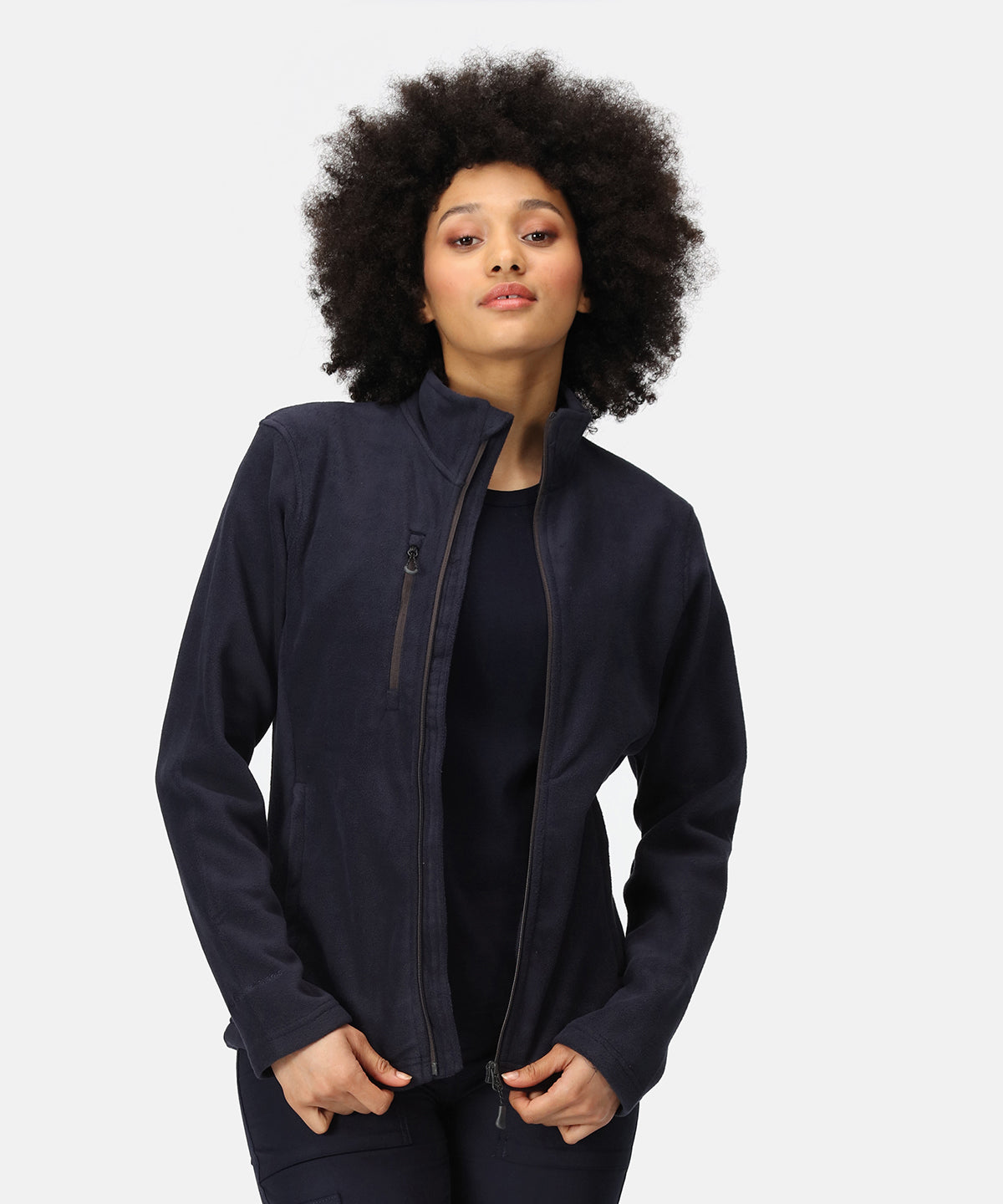 Womens Honestly made recycled full zip fleece | black