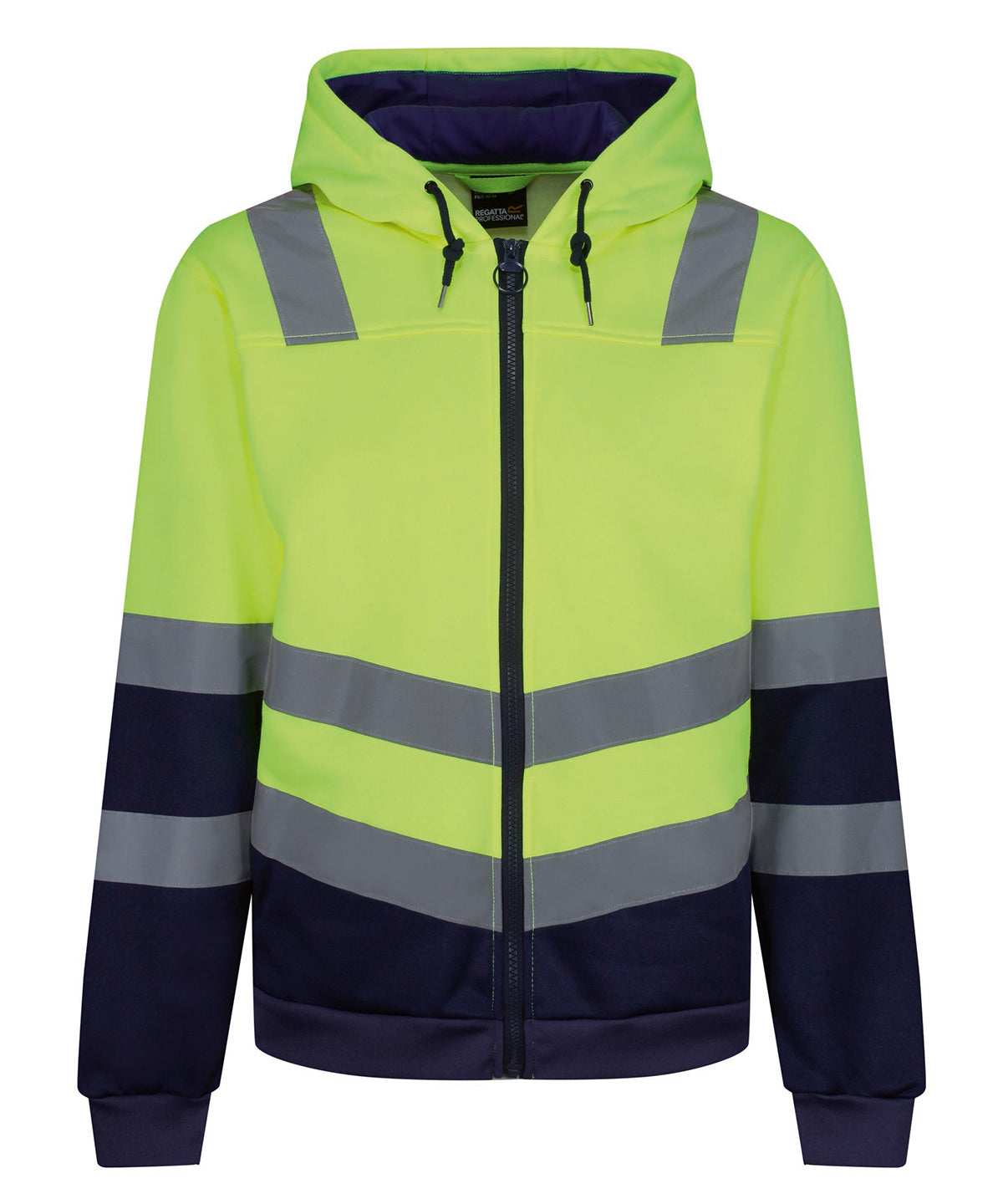 Pro hi-vis full zip hoodie | Yellow/Navy