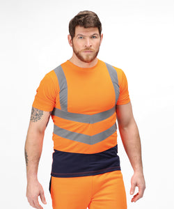 Pro hi-vis short sleeve t-shirt | orange/navy