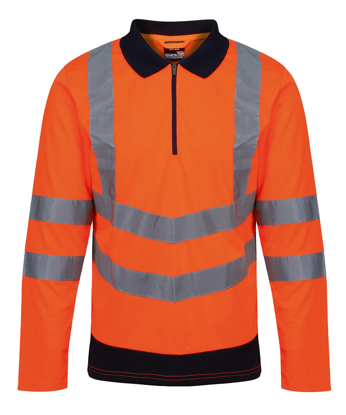 Pro hi-vis ls polo shirt | Orange/Navy