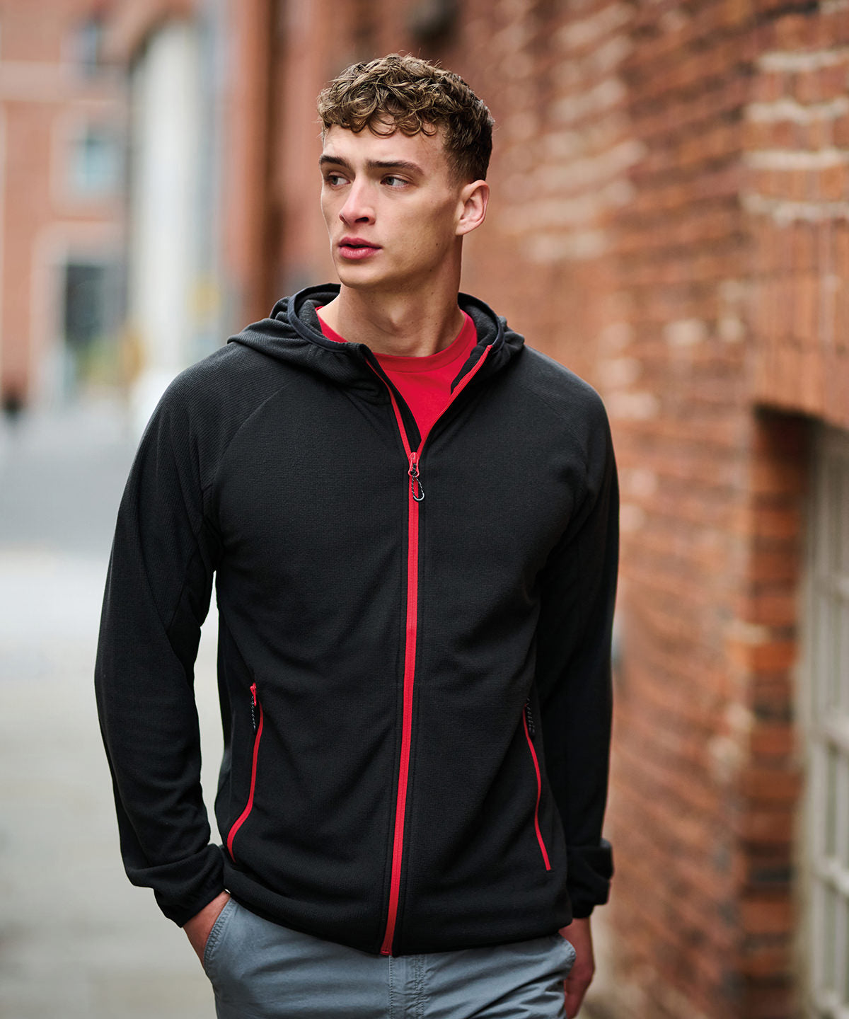 Navigate full zip-fleece | black/classic red
