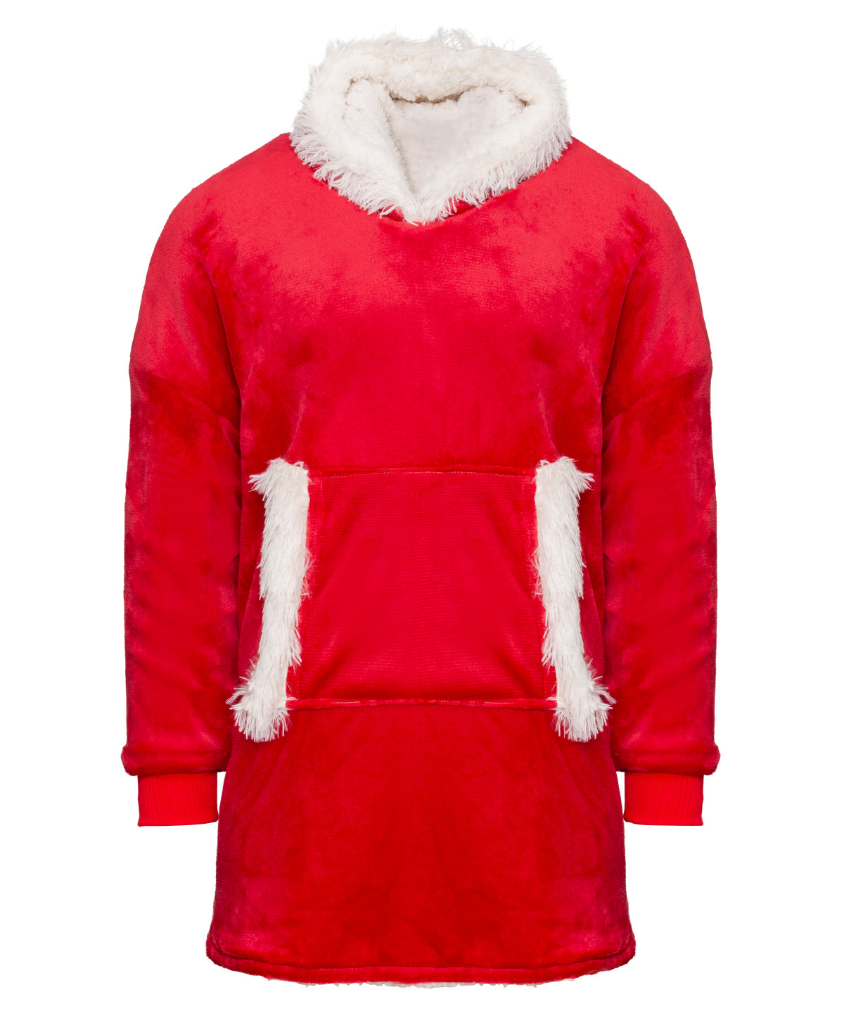 The Ribbon oversized cosy reversible sherpa hoodie | red/white