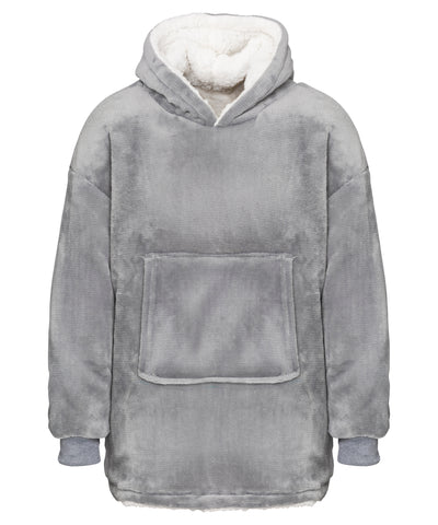 The Kids Ribbon oversized cosy reversible sherpa hoodie | grey