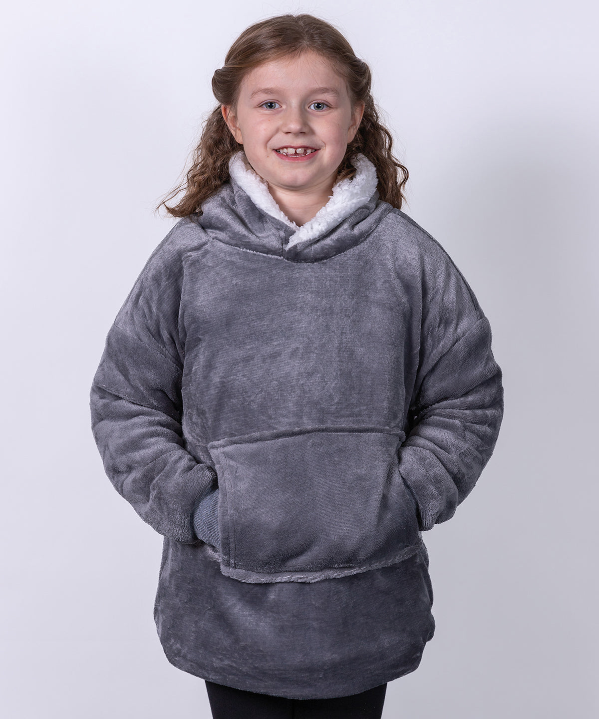 The Kids Ribbon oversized cosy reversible sherpa hoodie | red
