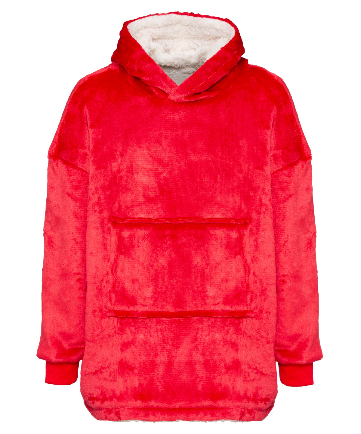 The Kids Ribbon oversized cosy reversible sherpa hoodie | red