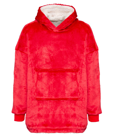 The Kids Ribbon oversized cosy reversible sherpa hoodie | red