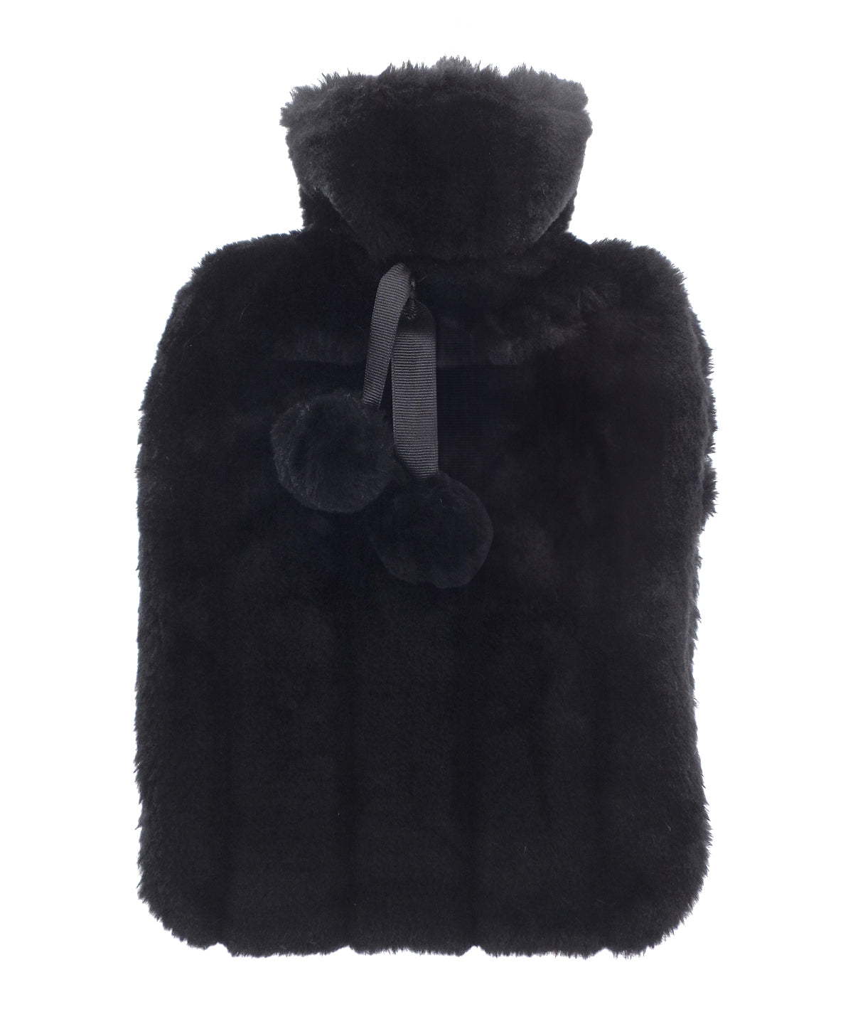 Luxury classic faux fur hot water bottle and cover | Black