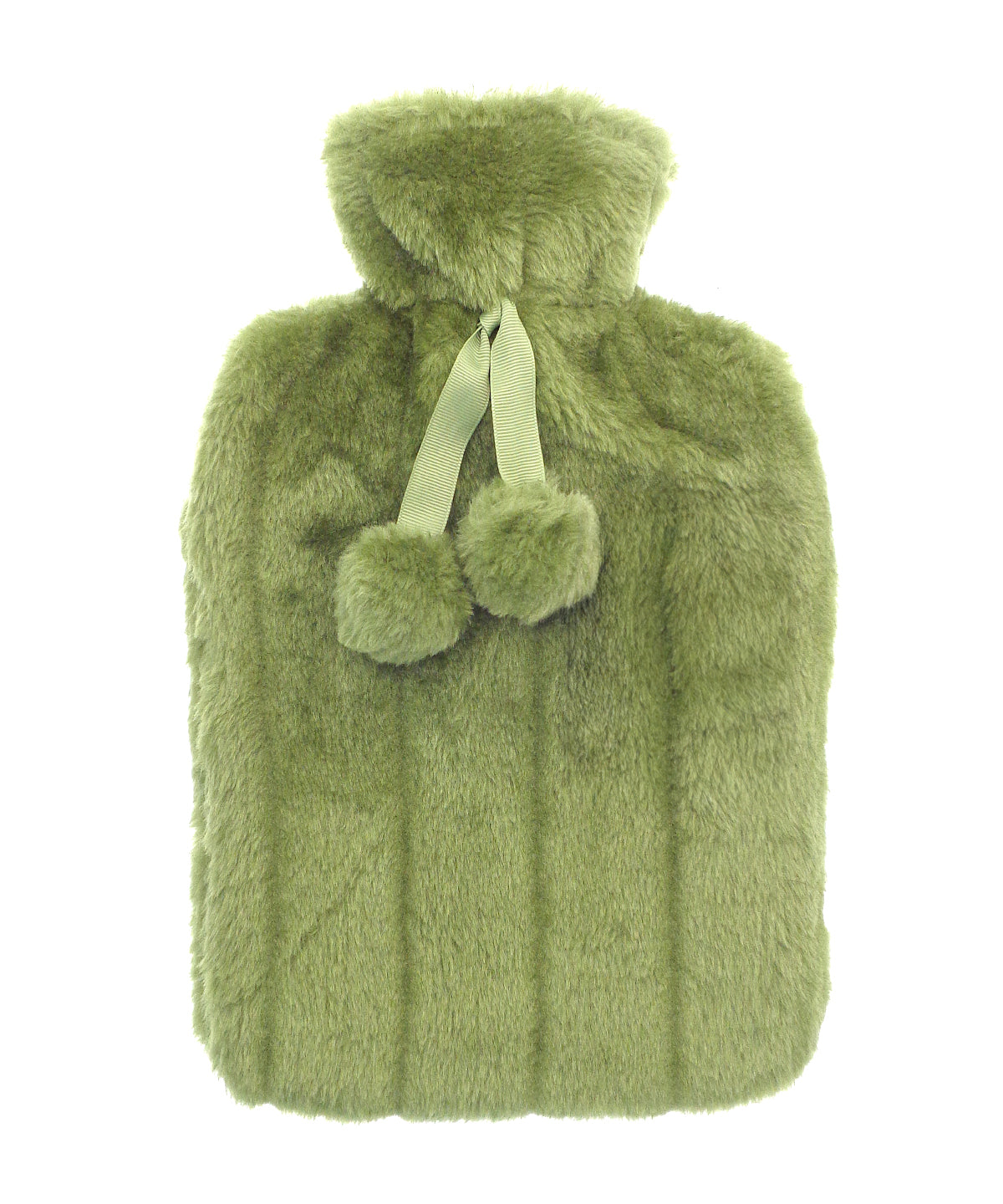 Luxury classic faux fur hot water bottle and cover | sage