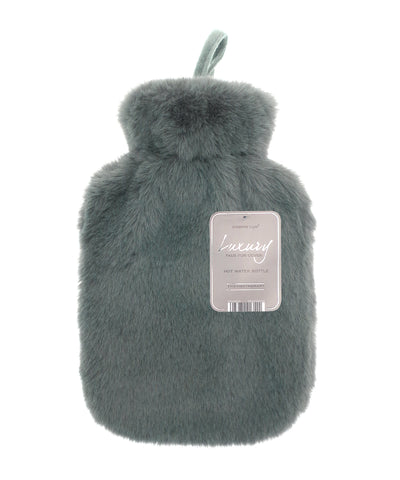 Super luxury faux fur hot water bottle and cover | grey