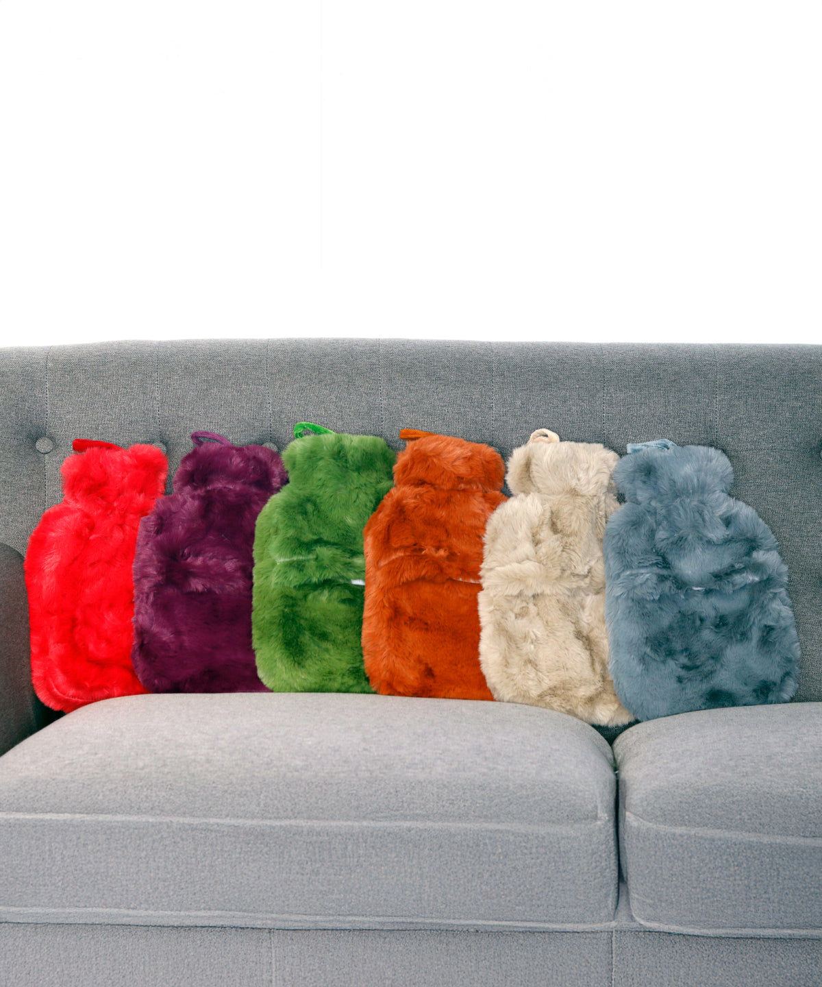 Super luxury faux fur hot water bottle and cover | grey