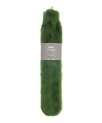 Super luxury faux fur long hot water bottle and cover | cedar green