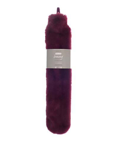 Super luxury faux fur long hot water bottle and cover | plum