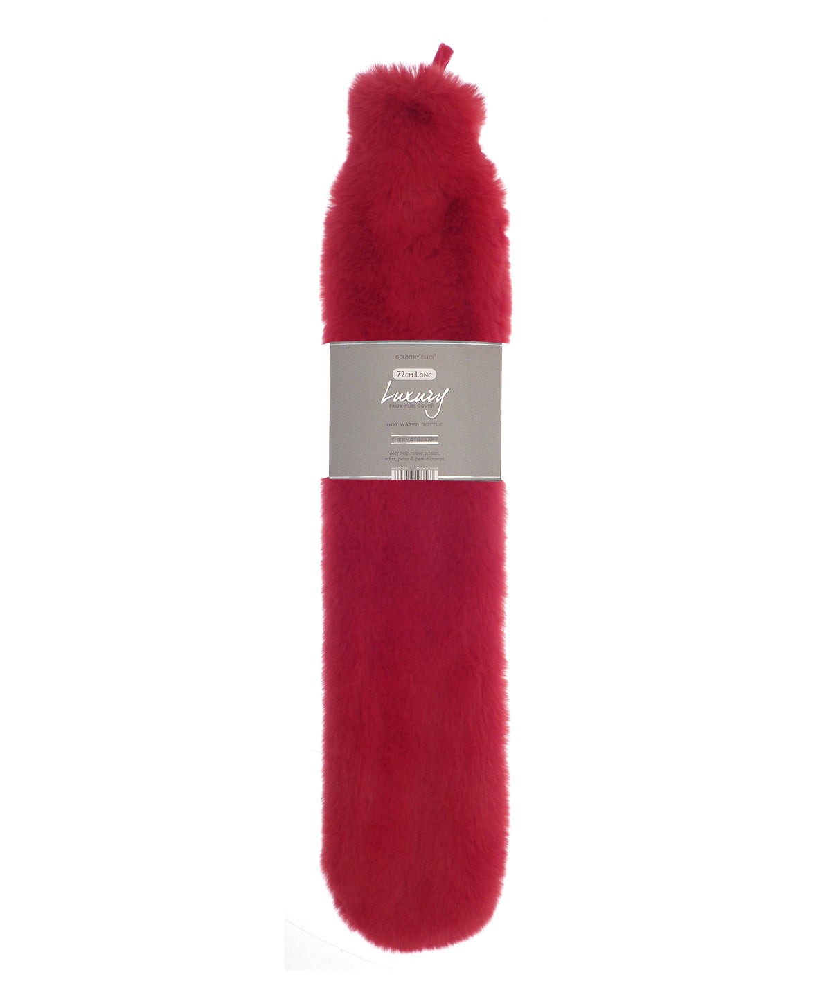 Super luxury faux fur long hot water bottle and cover | scarlet red