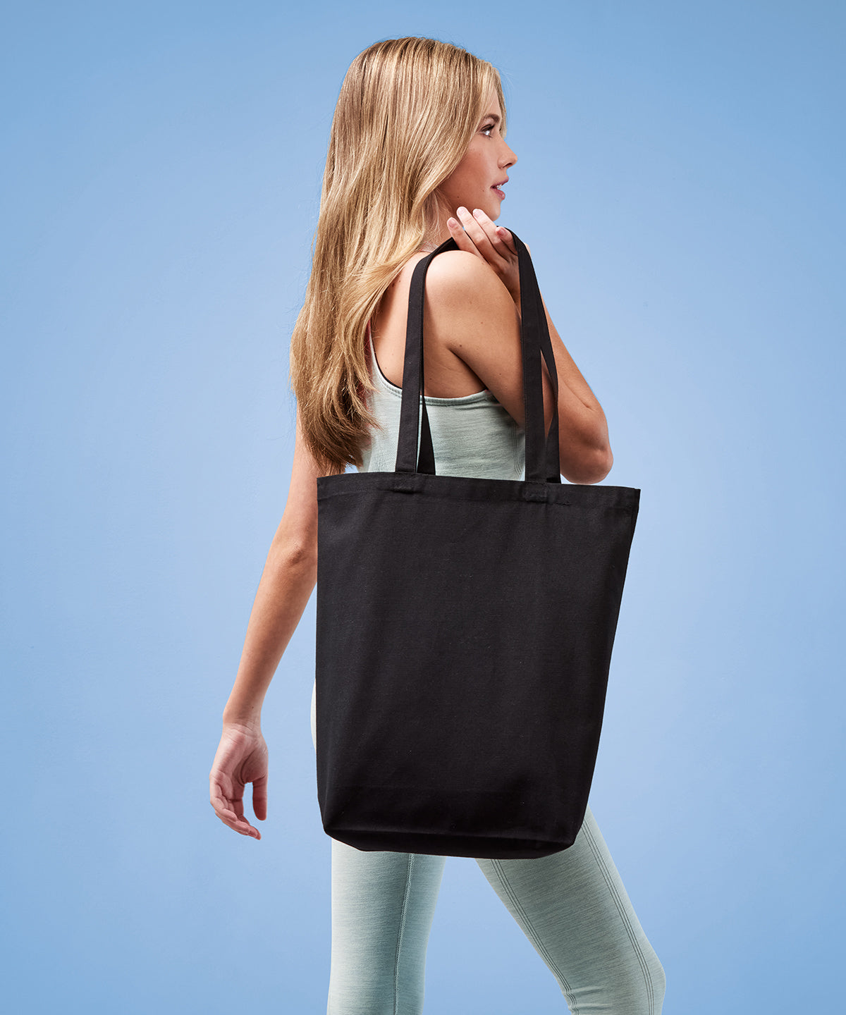 Recycled premium canvas flat base shopper | black