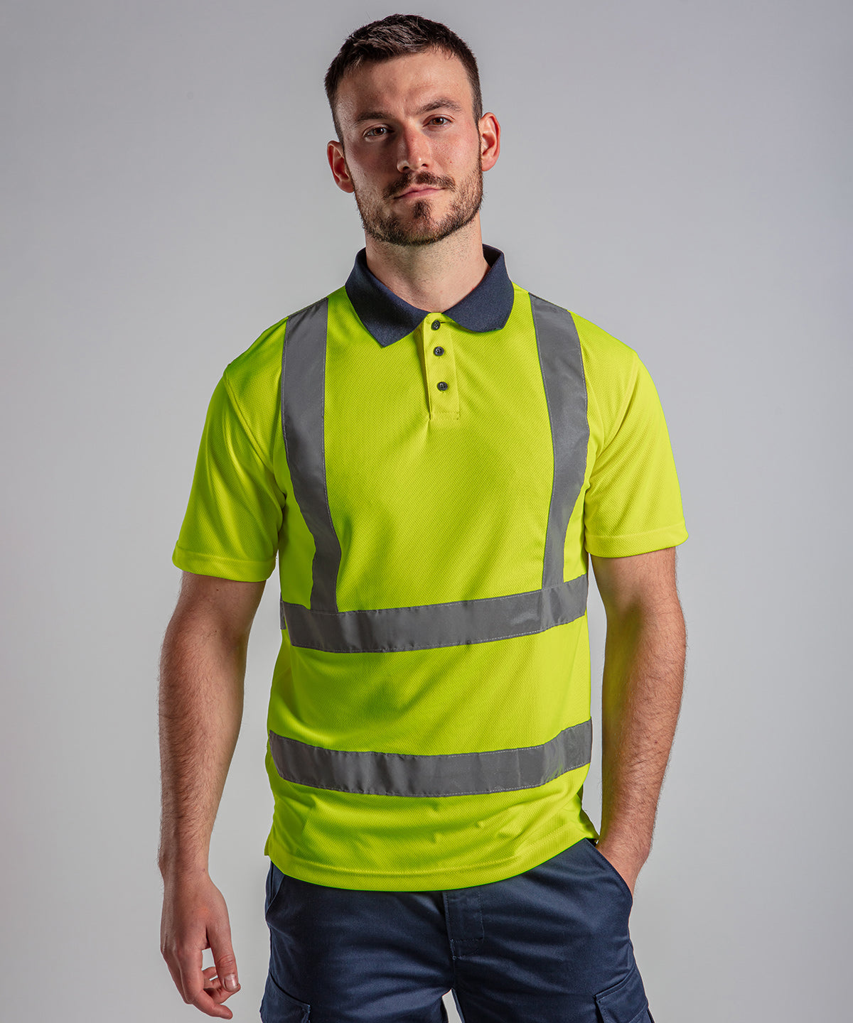 High visibility polo | hv yellow/navy