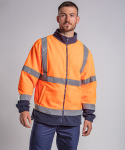High visibility full-zip fleece | hv orange/navy