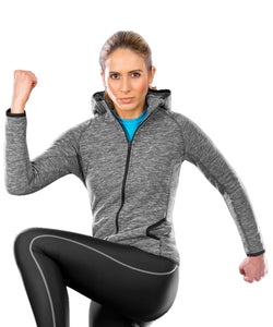 Womens microfleece hoodi | grey/black