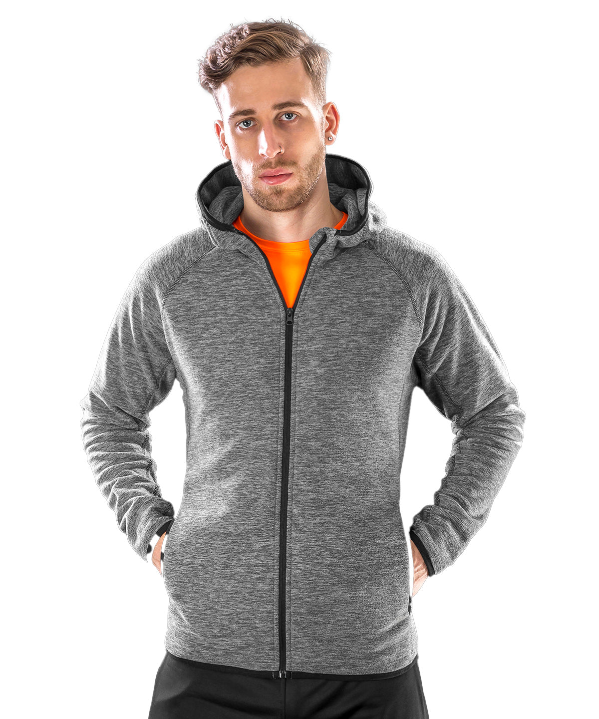 Microfleece hoodi | grey/black