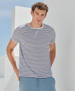 Unisex striped T | heather grey/white