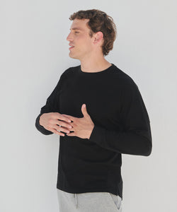 Unisex drop shoulder slogan top | black