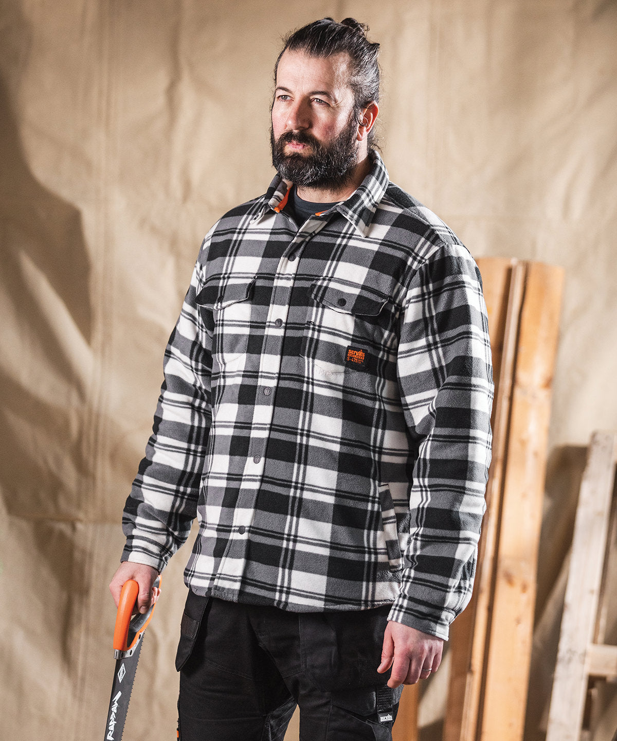 Worker padded checked shirt | black/white
