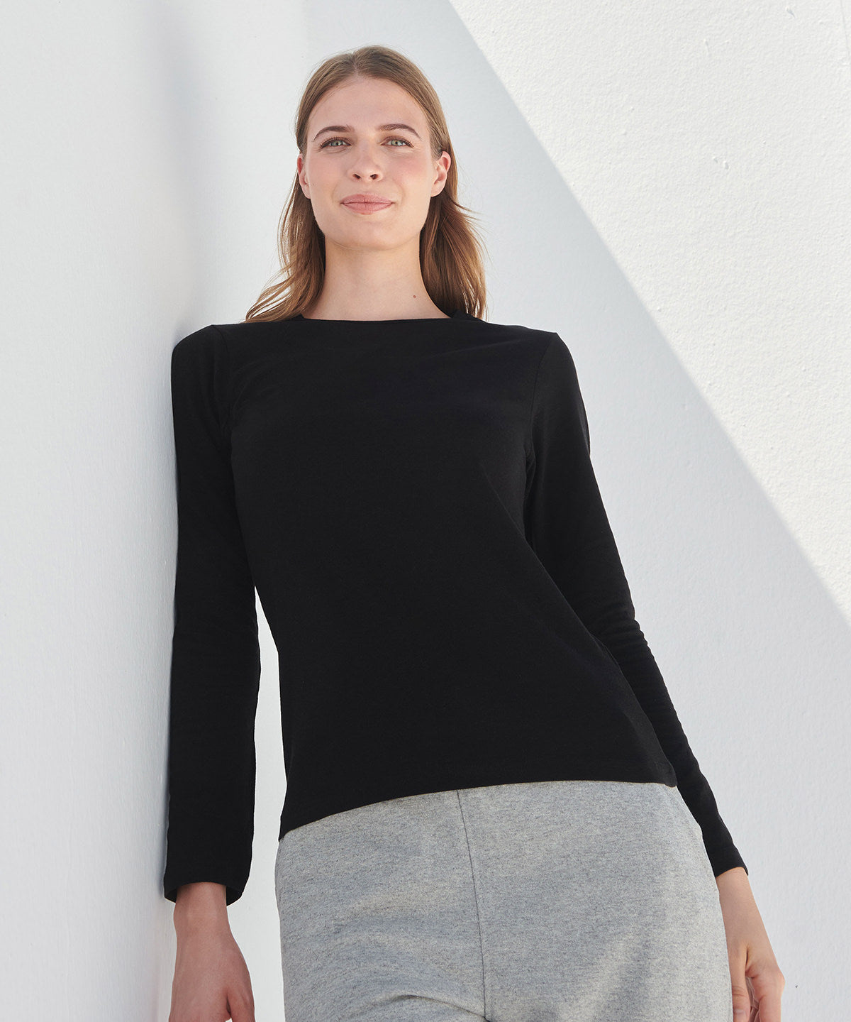 Womens feel good long sleeved stretch t-shirt | black