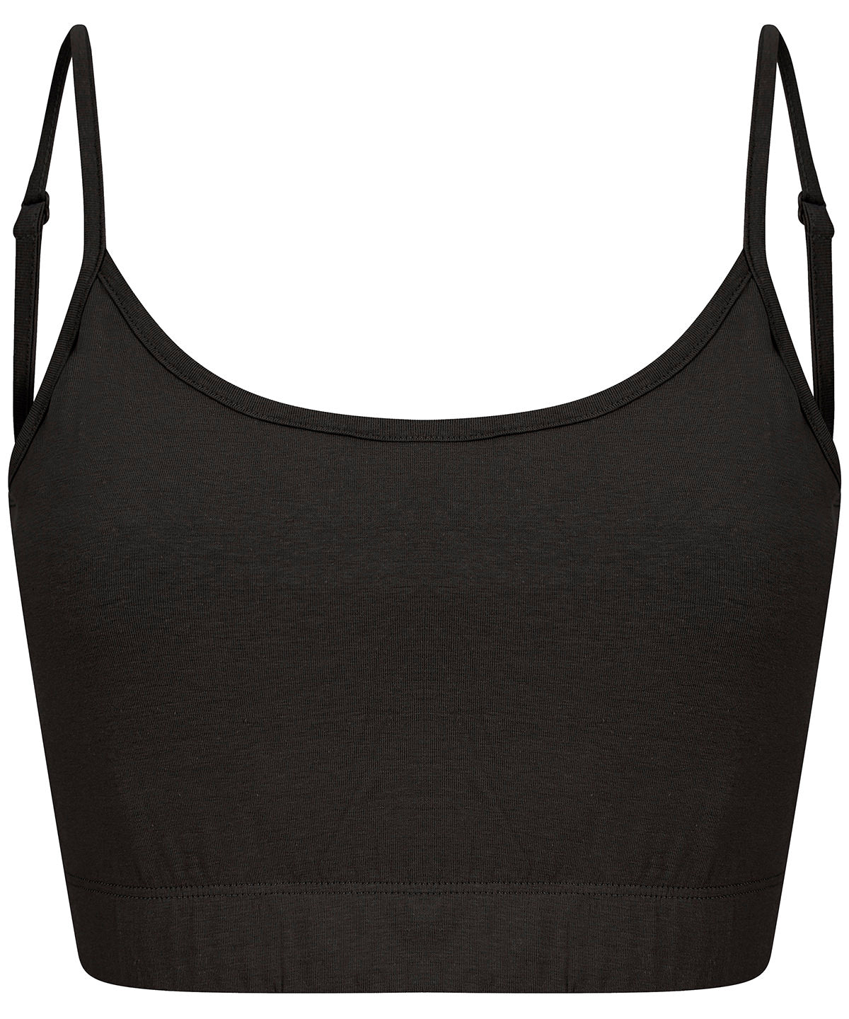 Womens sustainable fashion cropped cami top with adjustable straps | Black