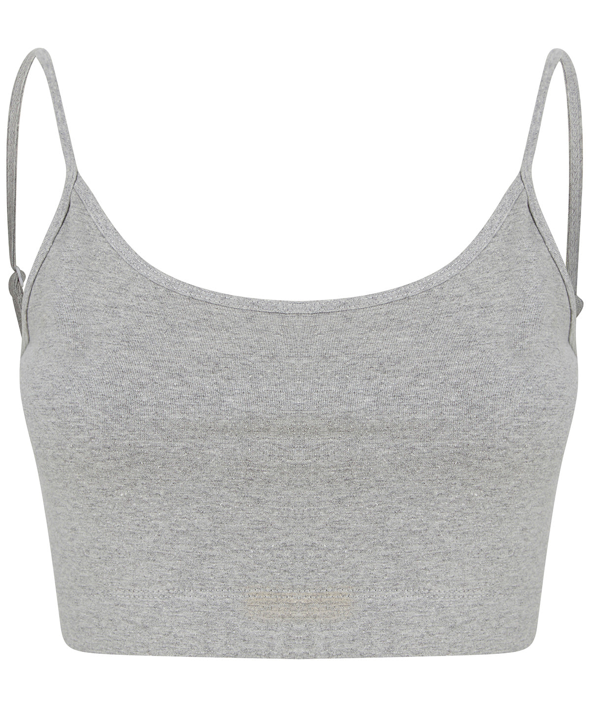 Womens sustainable fashion cropped cami top with adjustable straps | heather grey