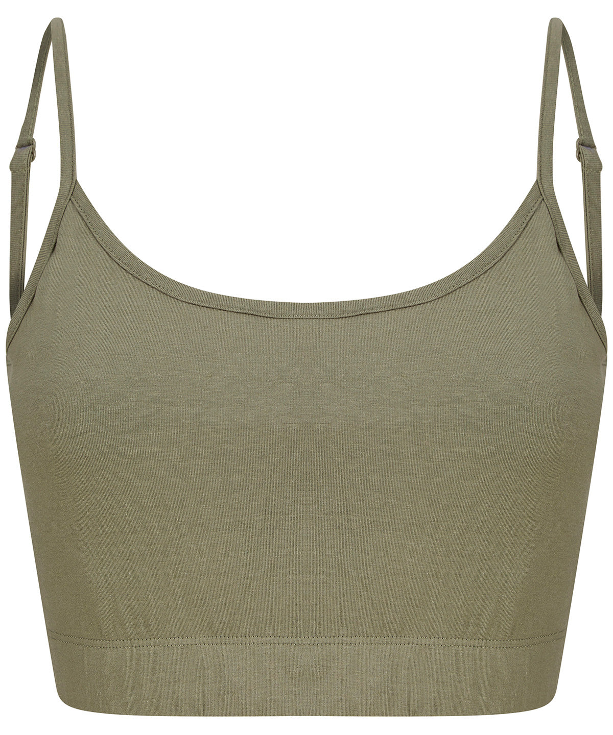 Womens sustainable fashion cropped cami top with adjustable straps | khaki