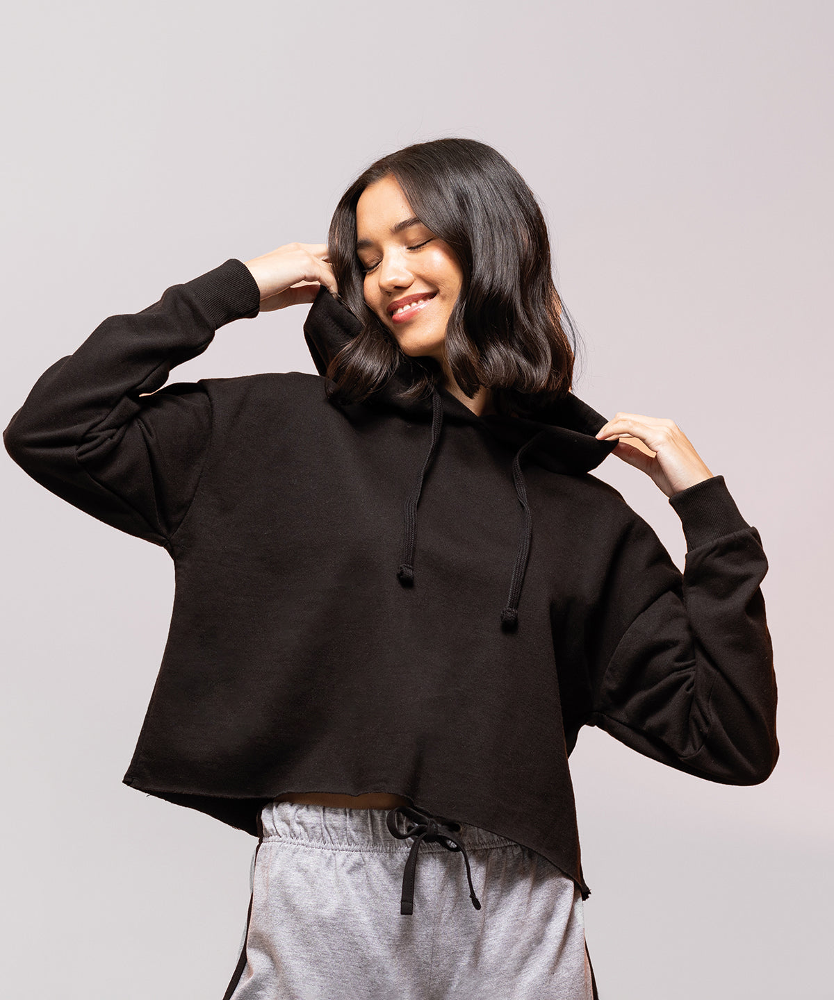 Womens cropped slounge hoodie | black