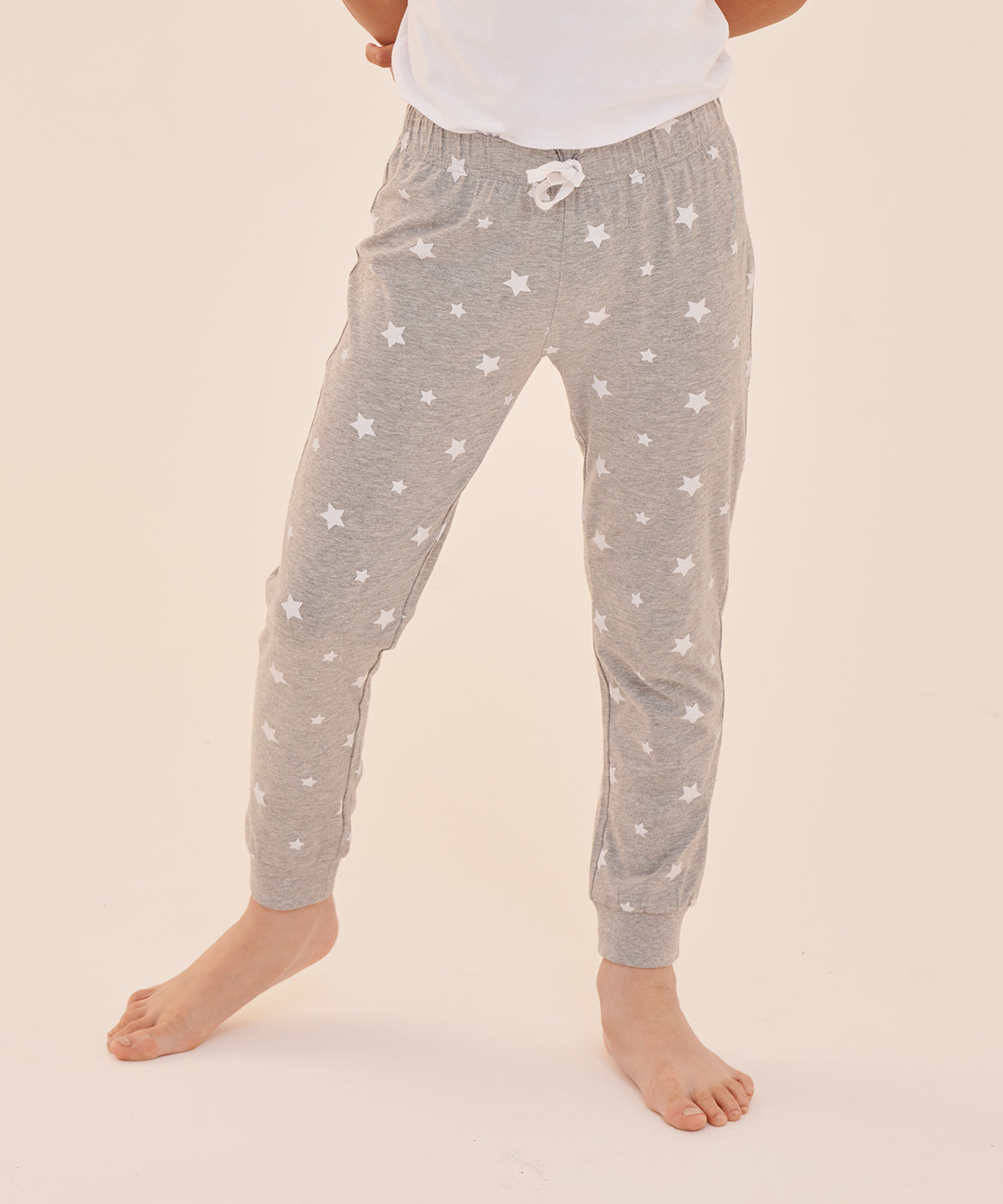 Kids cuffed lounge pants | heather grey/white stars