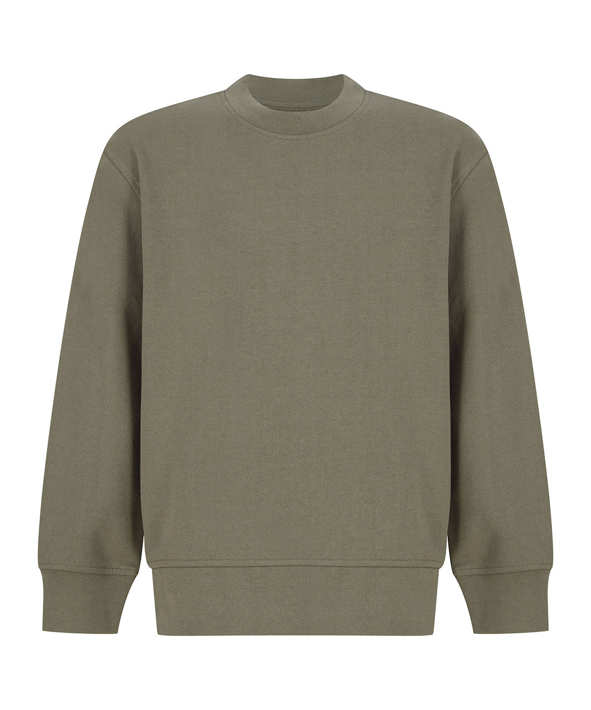 Kids sustainable fashion curved hem sweatshirt | khaki