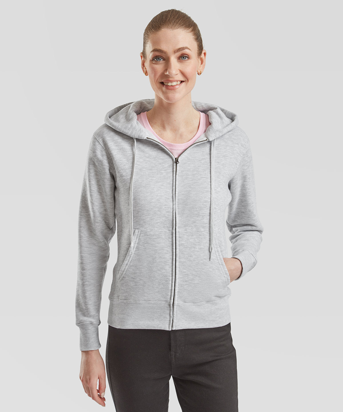 Womens premium 70/30 hooded sweatshirt jacket | black
