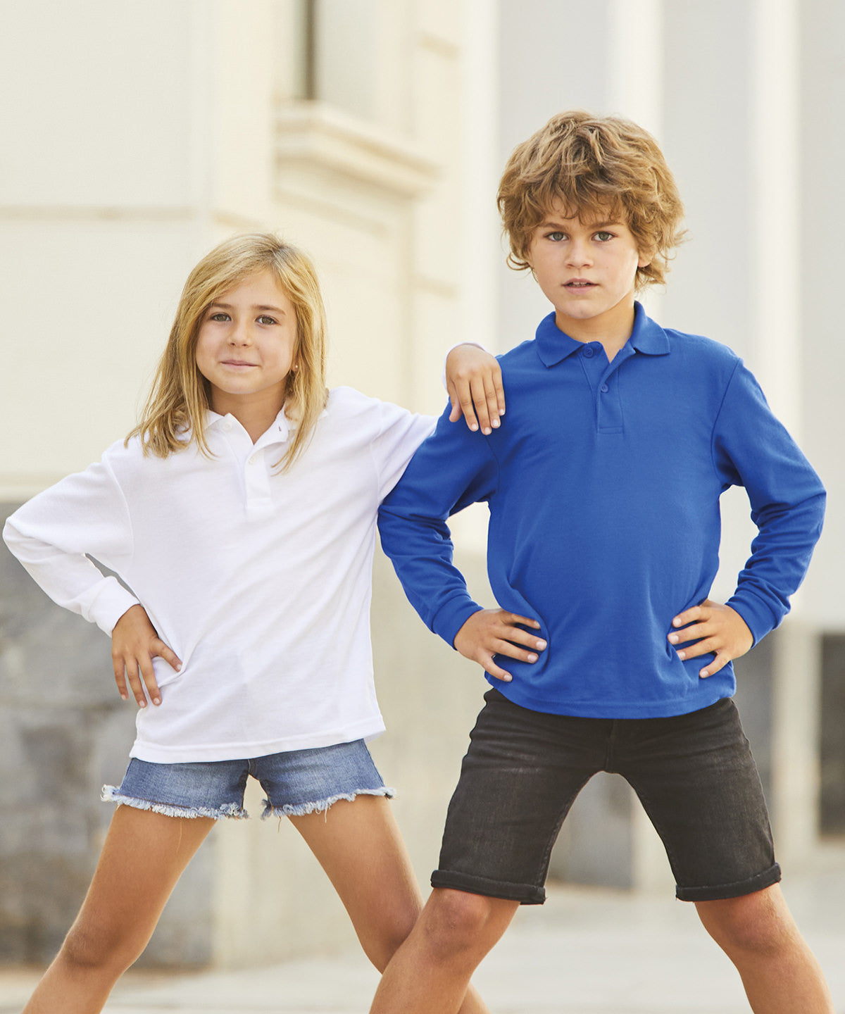 Kids long sleeve 65/35 polo | Red